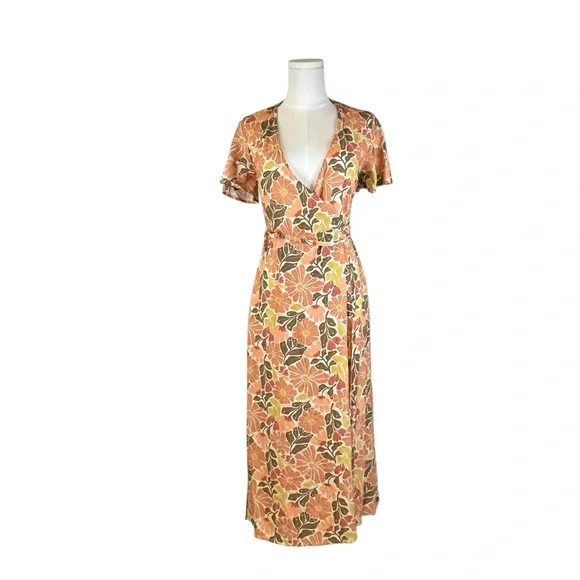 Marine Layer Floral Wrap Maxi Dress XS - Picture 10 of 16
